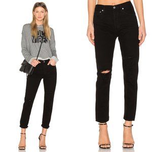 [BNWOT] Agolde Jamie High Rise Classic Black Distressed Skinny Jeans - Sz 24